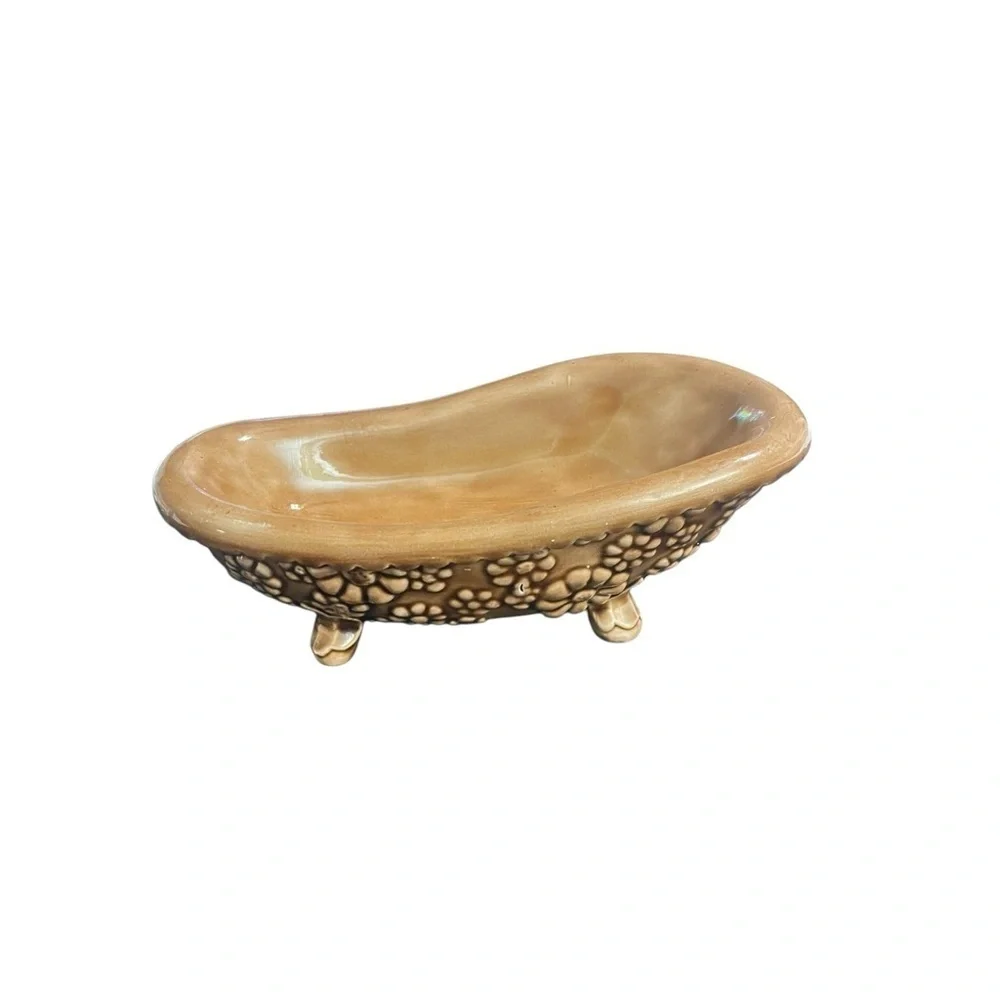 Vintage Arnel 1975 Bathtub Soap Dish Brown, Flowers Design Groovy Retro